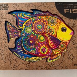 Unidragon Shining Fish 108 Piece Figured Wooden Puzzle Small Pre-Owned Colorful